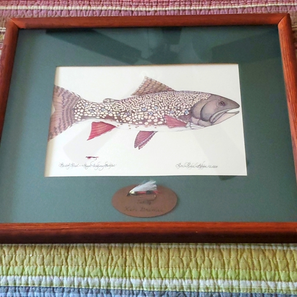 Trout handcrafted picture and frame///SOLD///